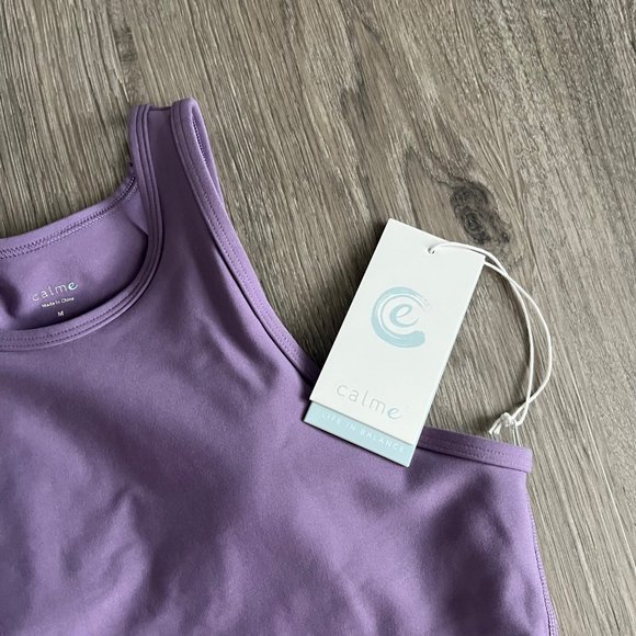 Johnny Was Calme Criss Cross Purple High Neck Activewear Sports Bra Medium M - Picture 2 of 9